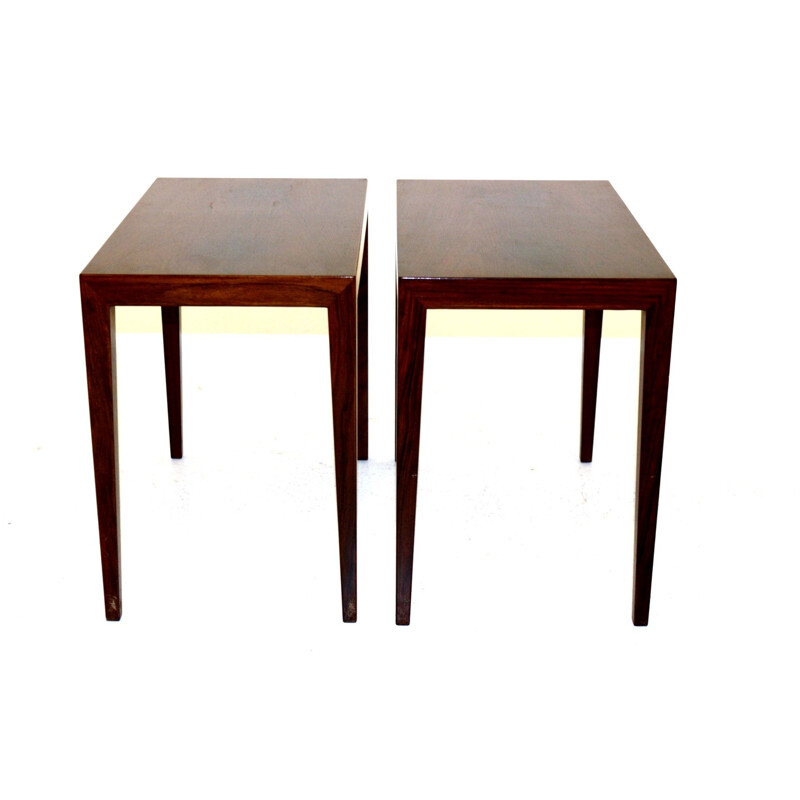 Pair of vintage rosewood bedside tables by Severin Hansen Denmark 1960s