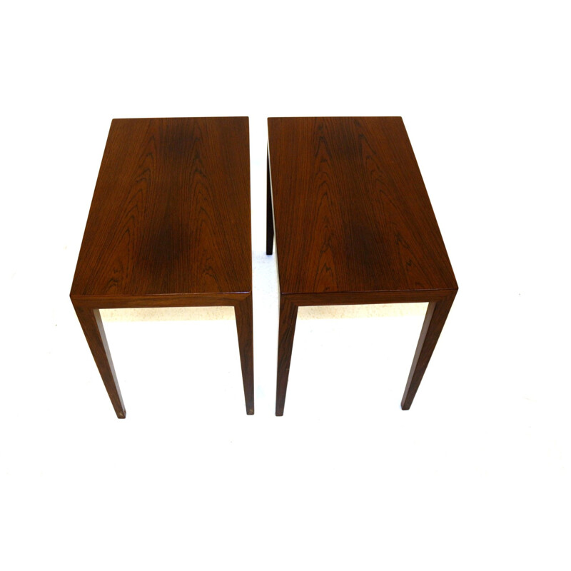 Pair of vintage rosewood bedside tables by Severin Hansen Denmark 1960s