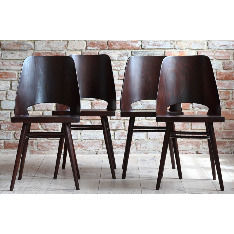 Set of 4 vintage chairs by Radomir Hofman for TON
