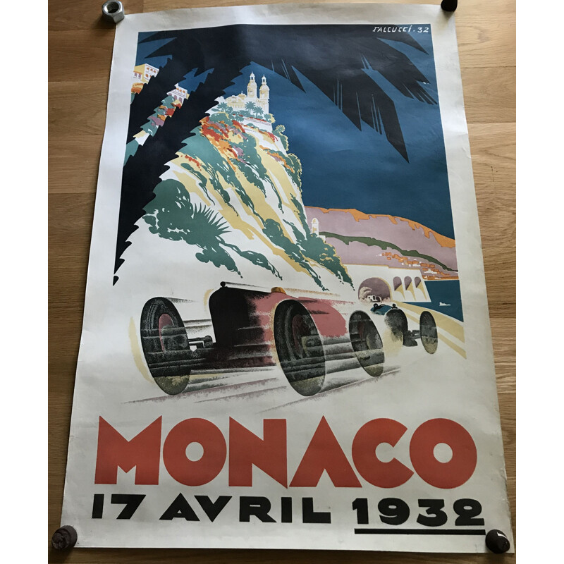 Cartaz Vintage do Grande Prémio do Mónaco por Robert Falcucci, 1932