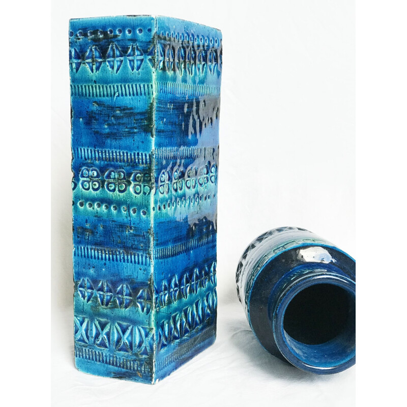 Conjunto de vasos de Rimini azul de Aldo Londi para Bitossi 1960