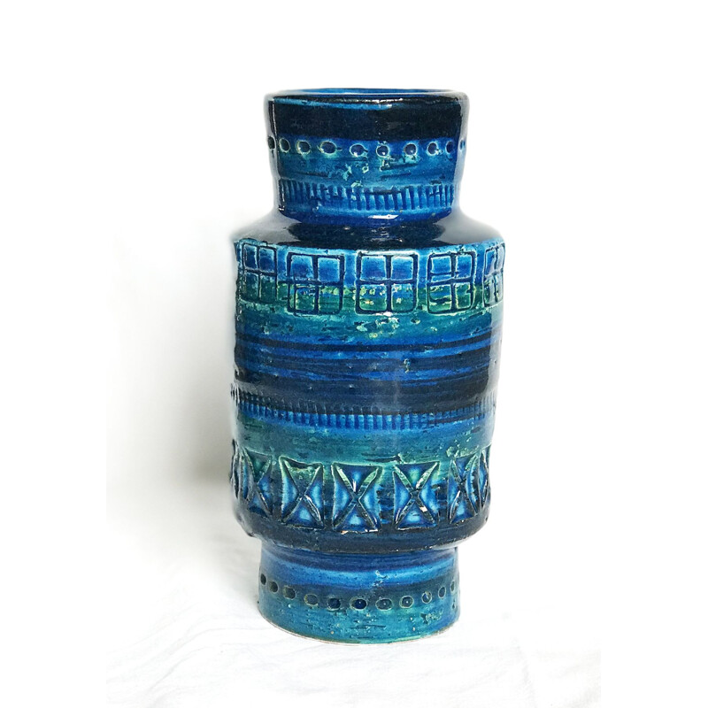 Set of vintage blue vases Rimini by Aldo Londi for Bitossi 1960s