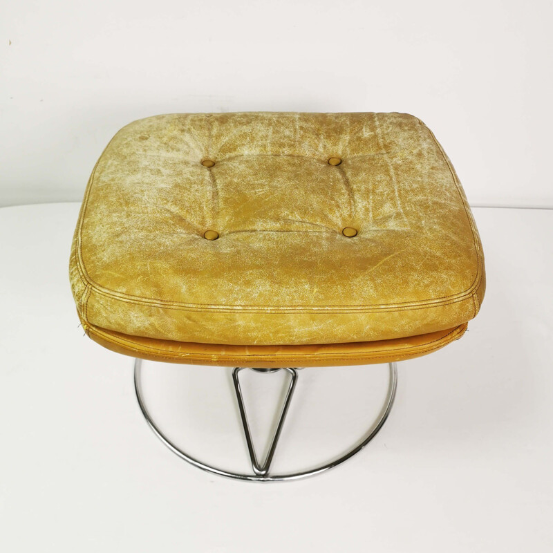 Vintage leather pouffe Denmark 1970s