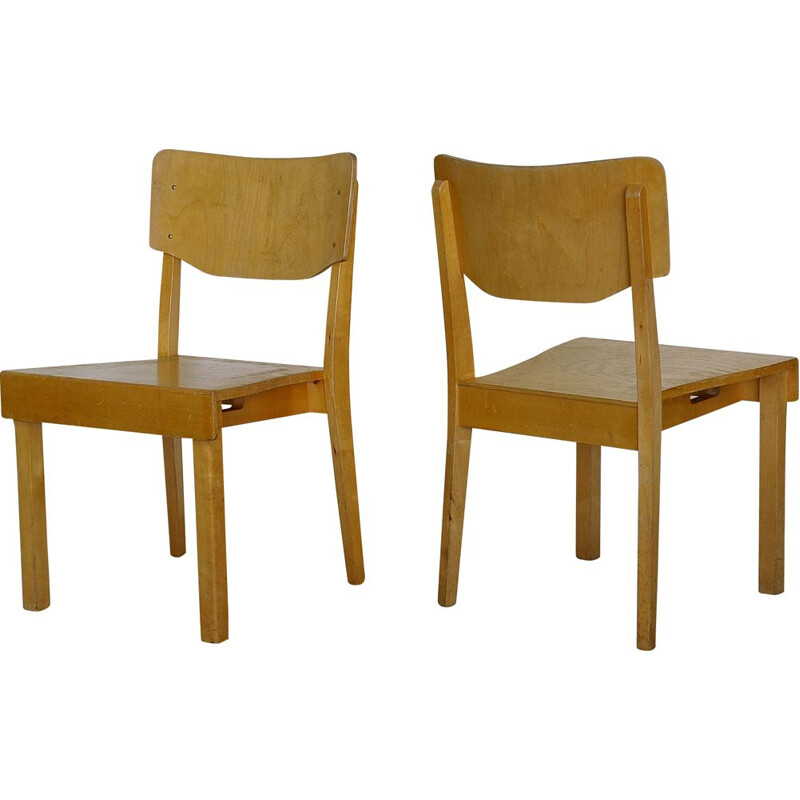 Paire de chaises vintage en bouleau massif Finlande1960s