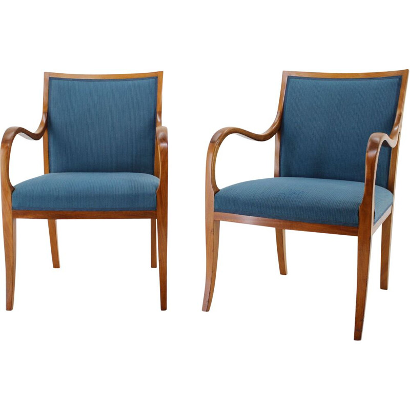 Pair of vintage mahogany armchairs, Denmark 1940