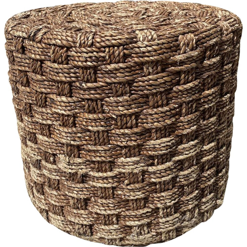 Vintage woven code pouffe 1970s