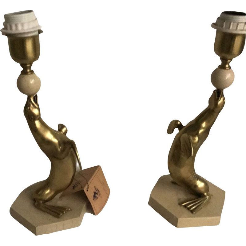 Pair of vintage table lamps by Leone Aliotti for Alliotti, 1980