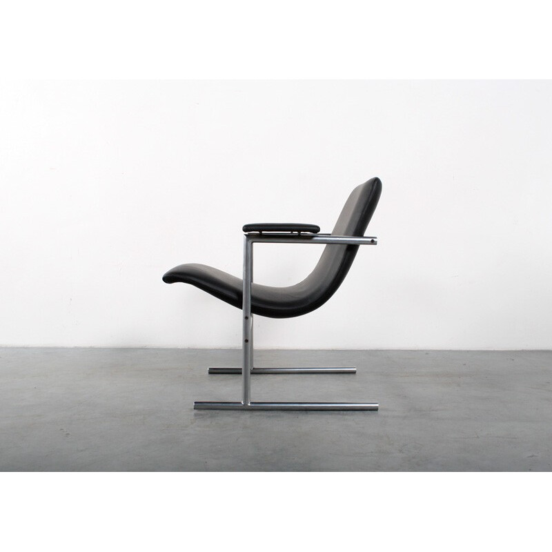"Oslo" Novalux armchair in black leather, Rudi VERELST - 1970s