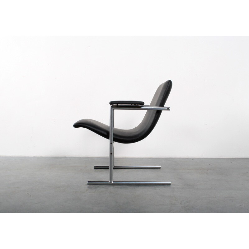 Sillón "Oslo" Novalux de cuero negro, Rudi VERELST - 1970