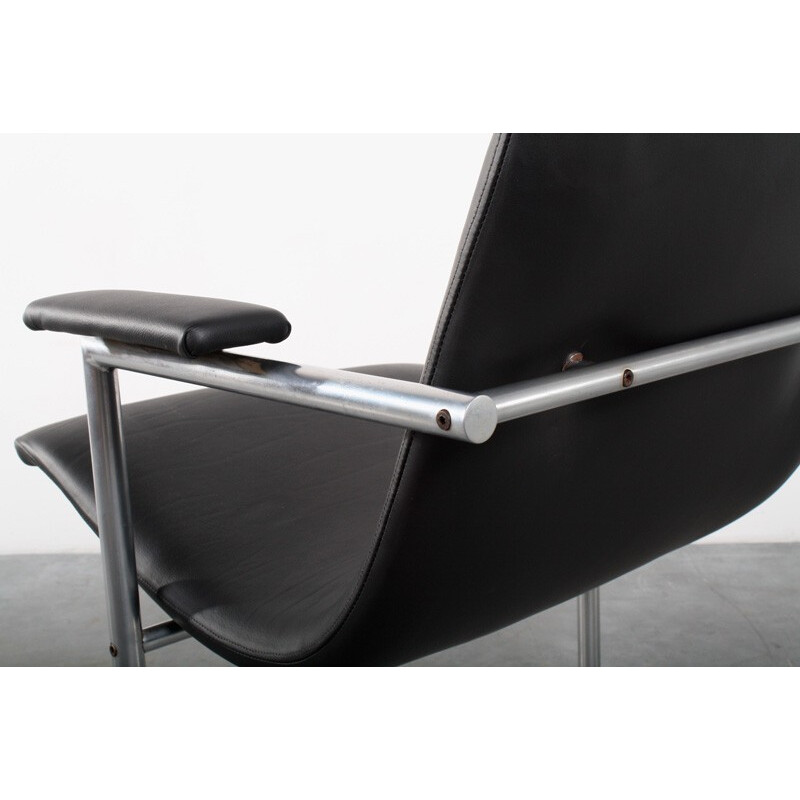 "Oslo" Novalux armchair in black leather, Rudi VERELST - 1970s