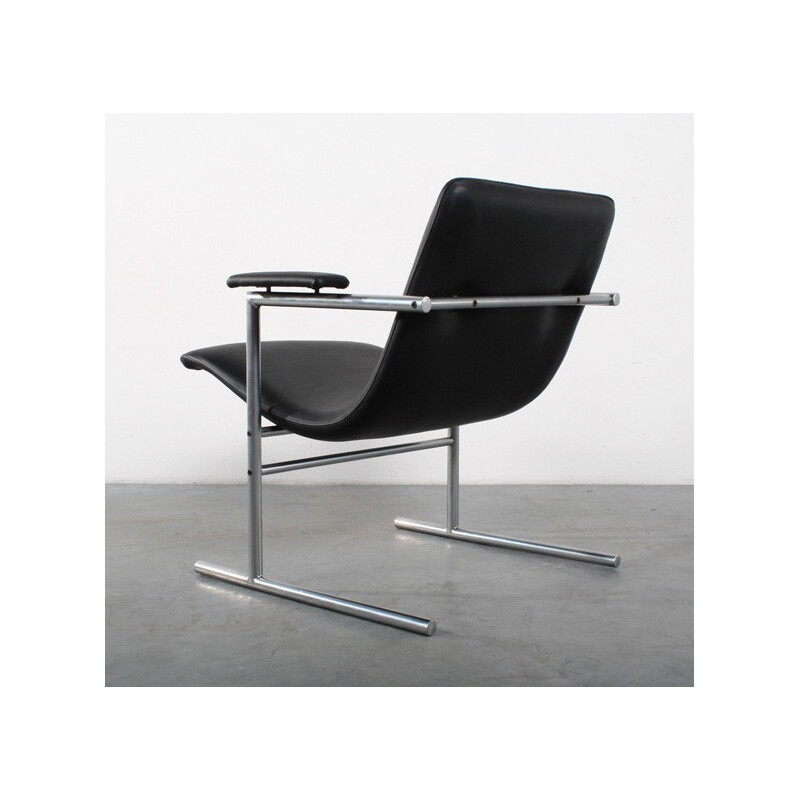 Fauteuil "Oslo" Novalux en cuir noir, Rudi VERELST - 1970