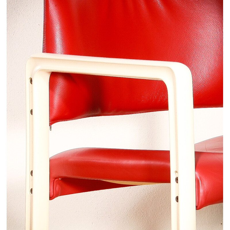 Chaise Kembo Holland 'Ypsilon' en simili cuir rouge, Just Meyer - 1980