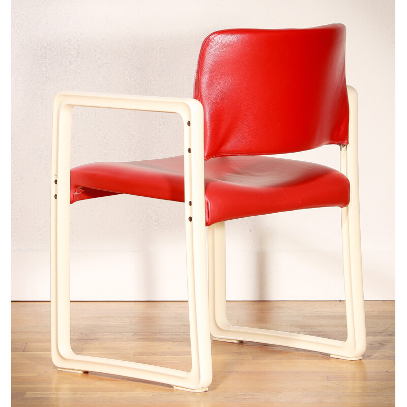 Kembo Holland 'Ypsilon' chair in red leatherette, Just Meyer - 1980s