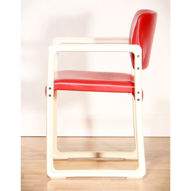 Kembo Holland 'Ypsilon' chair in red leatherette, Just Meyer - 1980s