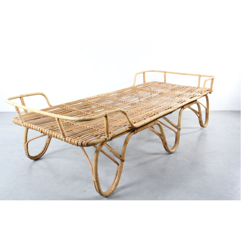 Dutch Rohé Noordwolde daybed in rattan - 1960s