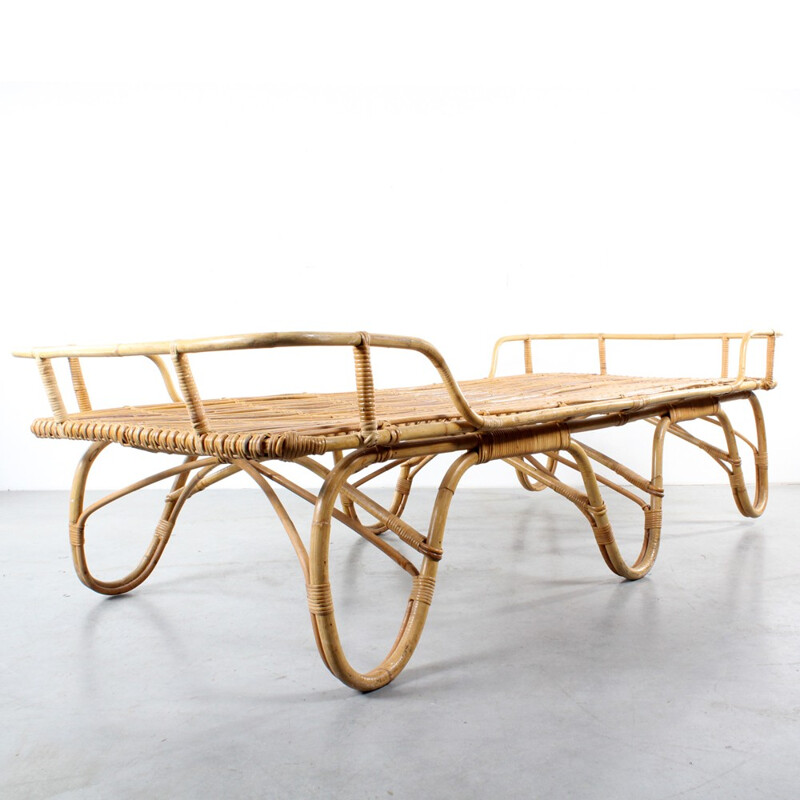 Dutch Rohé Noordwolde daybed in rattan - 1960s