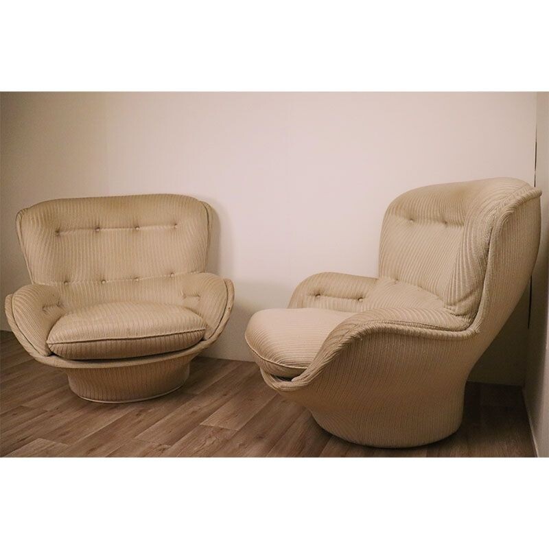 Paire de fauteuils vintage Karaté de Michel Cadestin 1970