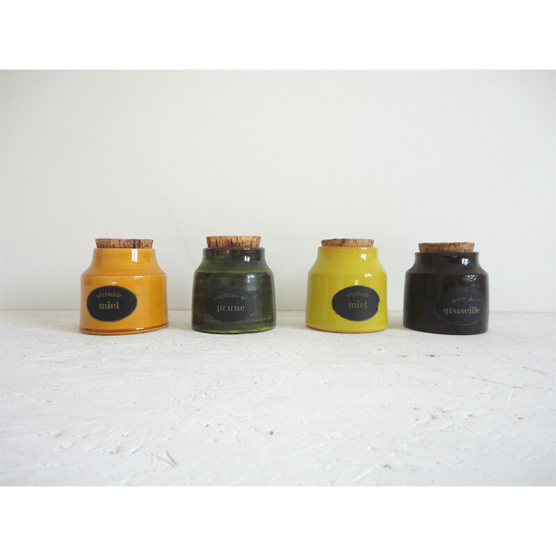 Set of 4 French ceramic pots, Mado JOLAIN - 1950s