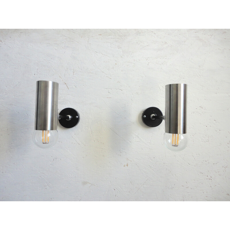 Set of 2 Parscot sconces in brushed metal - 1960s
