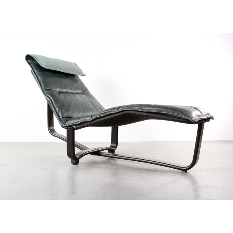 Chaise longue scandinave Westnofa en cuir vert, Ingmar & Knut RELLING - 1980