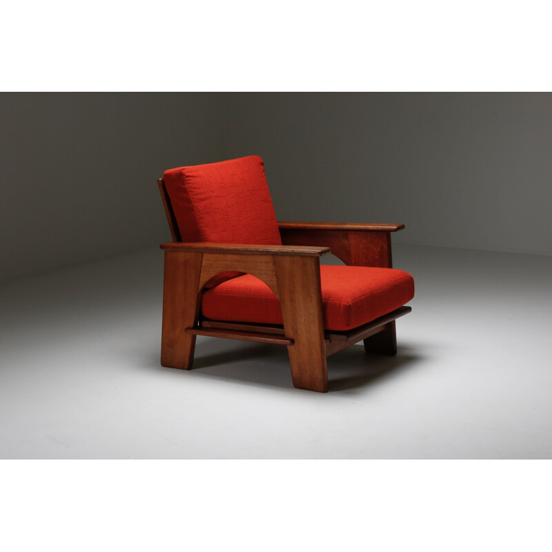 Pair of vintage oak armchairs by Bas Van Pelt