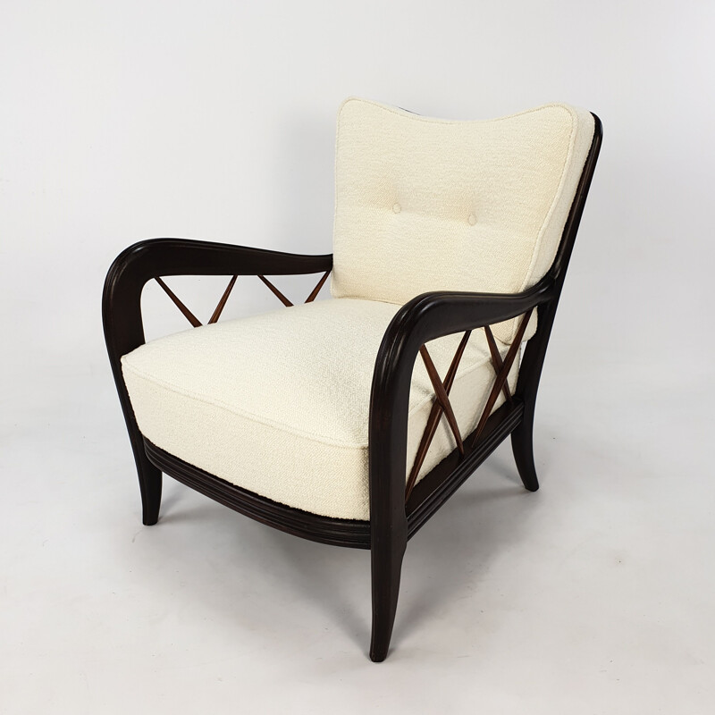 Vintage walnut armchair by Paolo Buffa, Italy 1950s