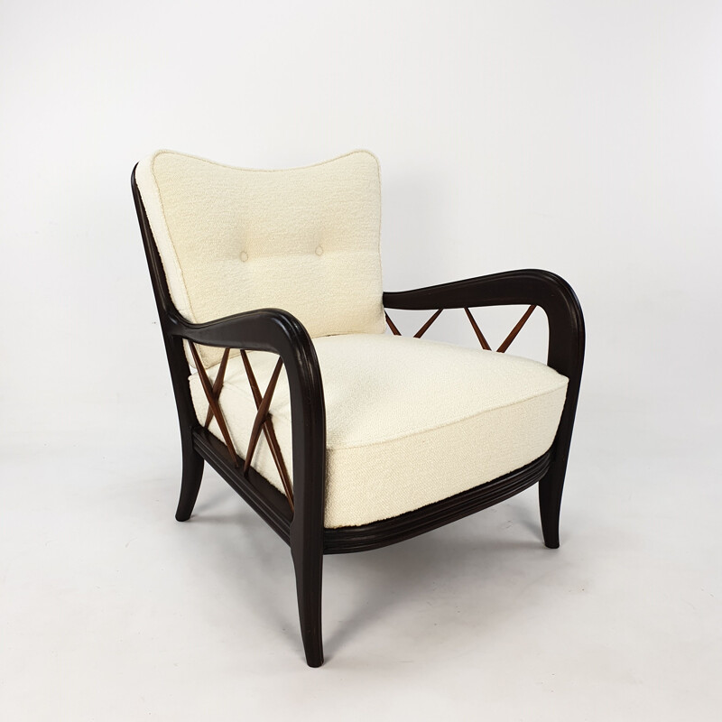 Vintage walnut armchair by Paolo Buffa, Italy 1950s