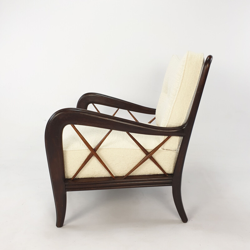 Vintage walnut armchair by Paolo Buffa, Italy 1950s