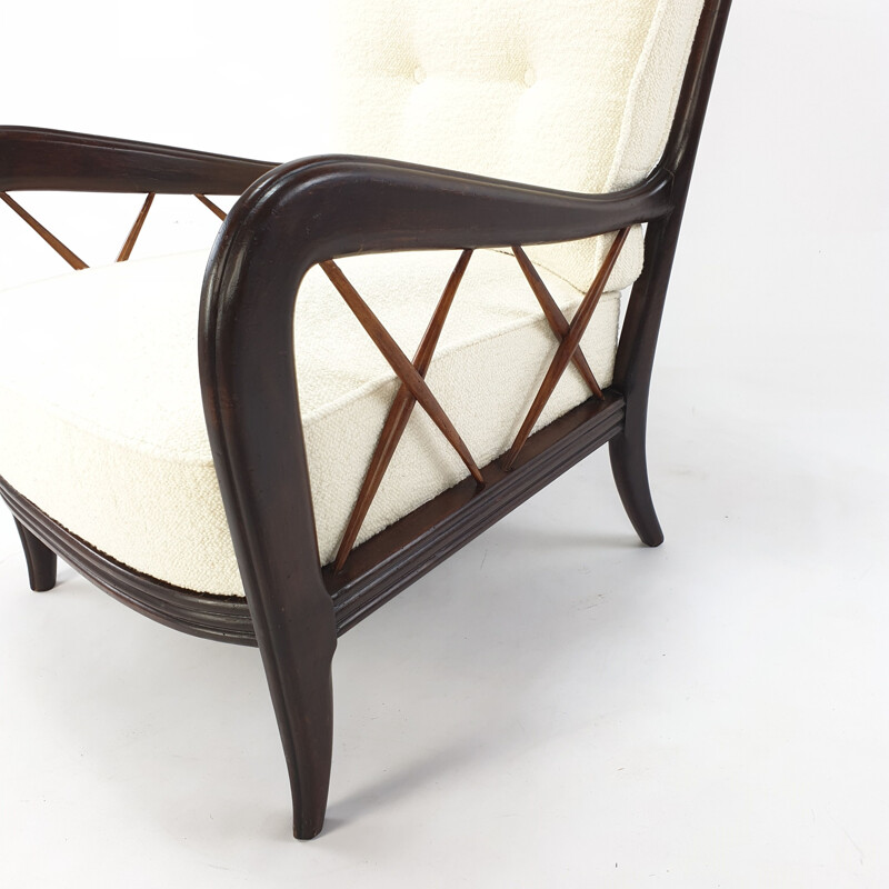 Fauteuil vintage en noyer par Paolo Buffa Italie 1950