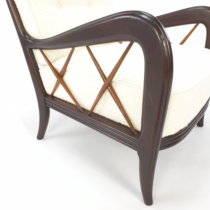 Vintage walnut armchair by Paolo Buffa, Italy 1950s