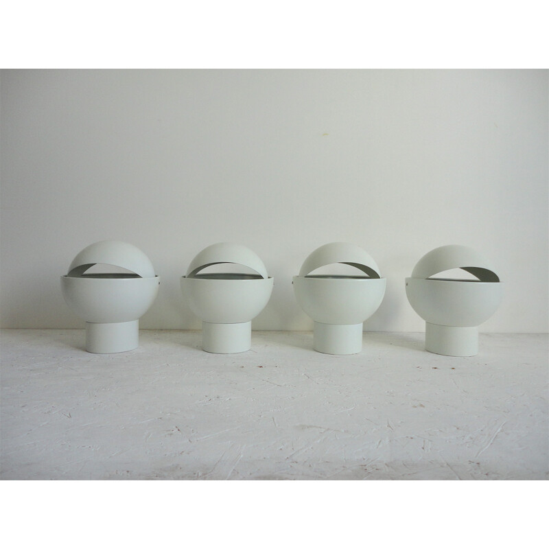 Set of 4 Raak "NOS" sconces in white lacquered metal - 1960s