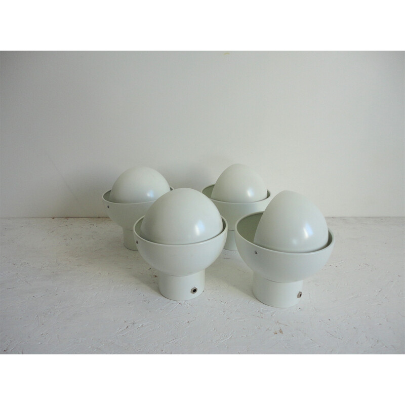 Set of 4 Raak "NOS" sconces in white lacquered metal - 1960s