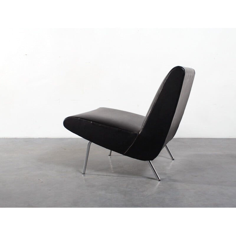 Mid-Century armchair in black leatherette - 1960s
