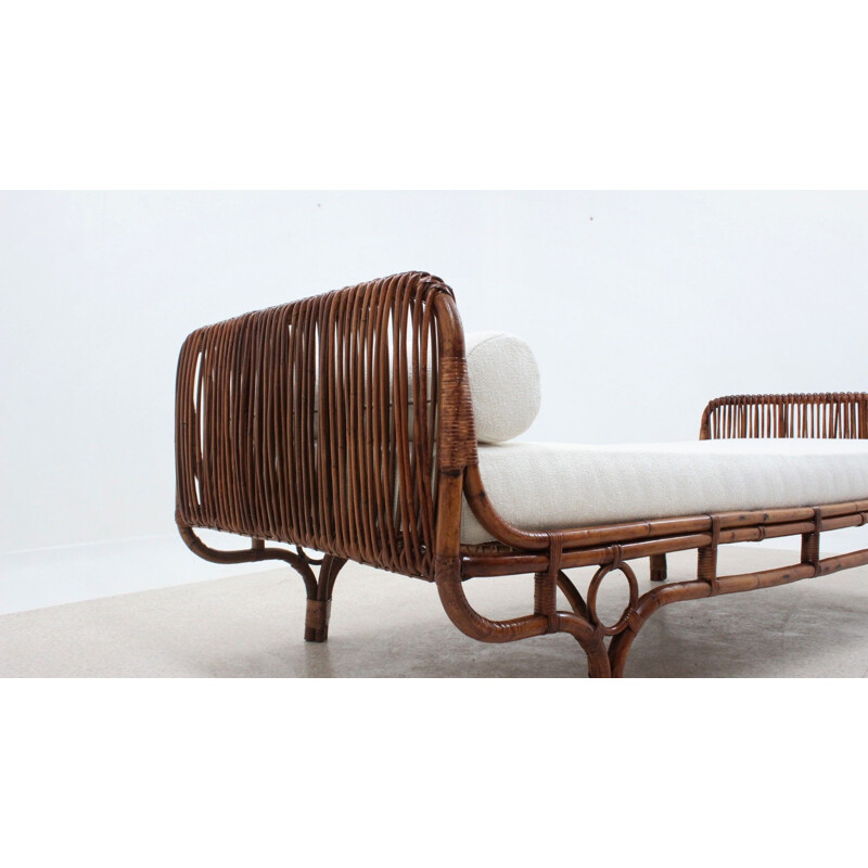 Vintage rattan bed by Franco Albini Italy 1950s