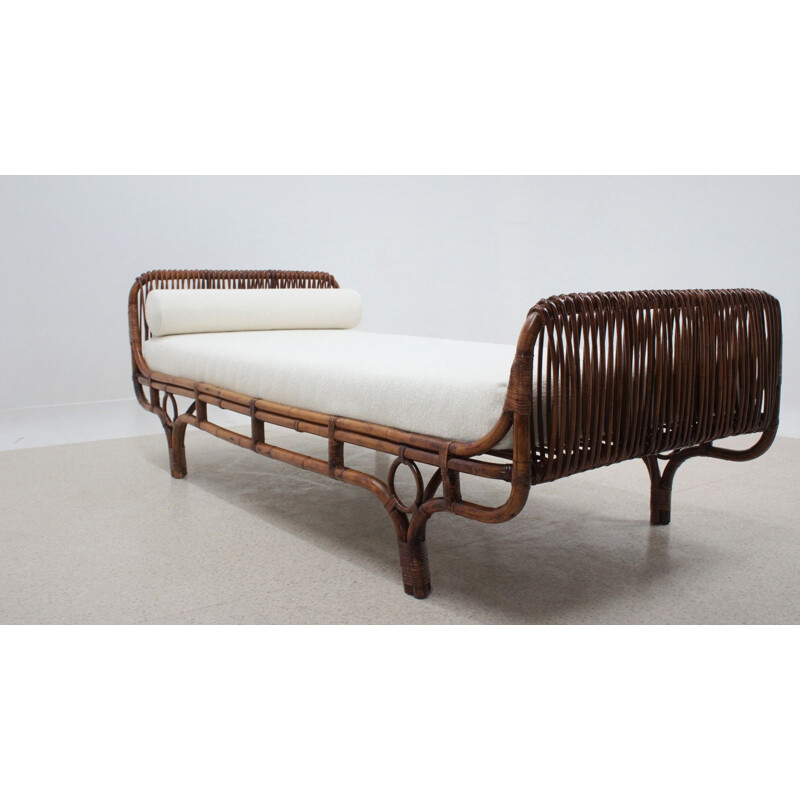 Vintage rattan bed by Franco Albini Italy 1950s