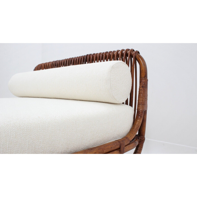 Vintage rattan bed by Franco Albini Italy 1950s