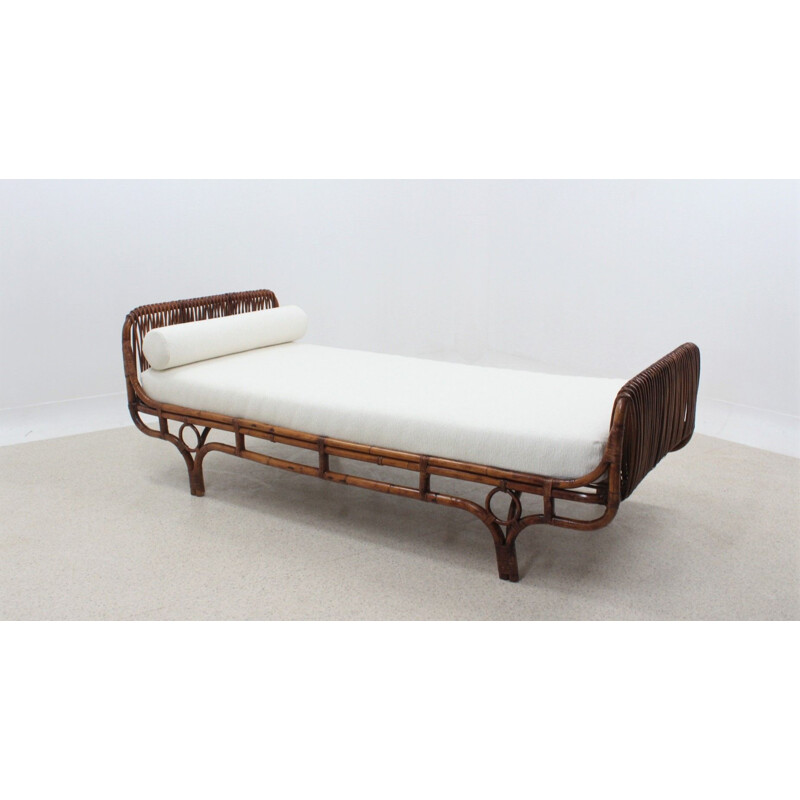 Vintage rattan bed by Franco Albini Italy 1950s