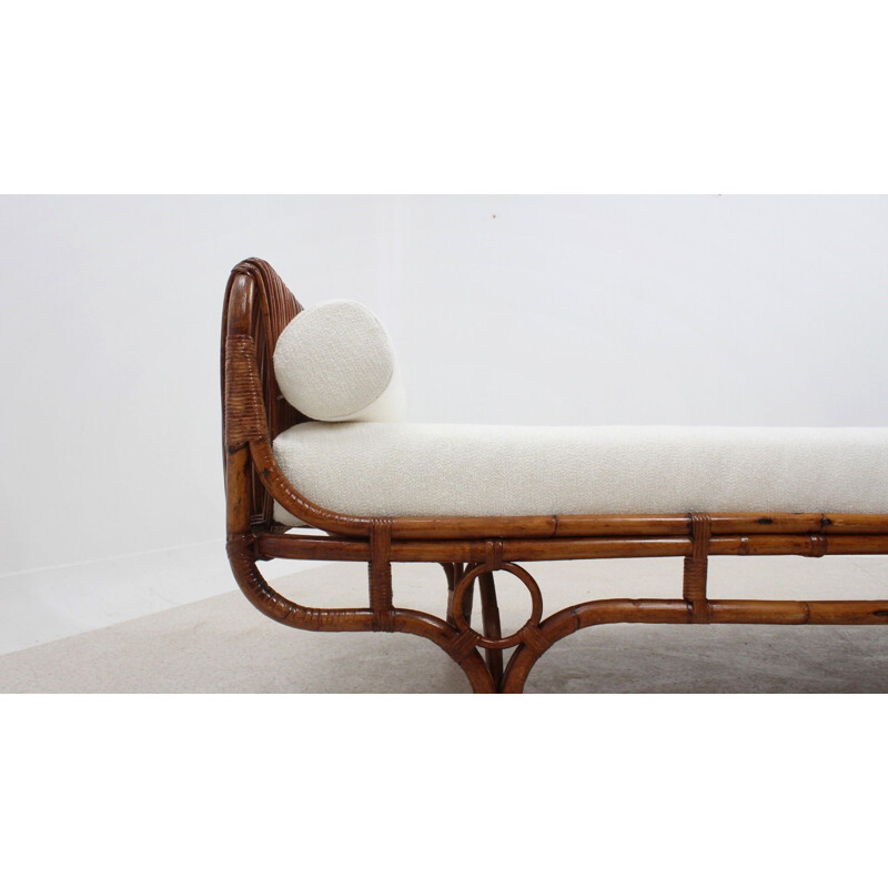 Vintage rattan bed by Franco Albini Italy 1950s