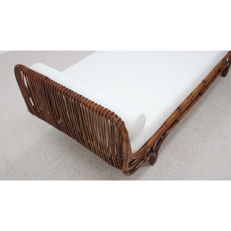 Vintage rattan bed by Franco Albini Italy 1950s