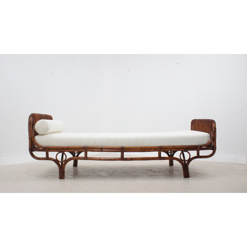 Vintage rattan bed by Franco Albini Italy 1950s