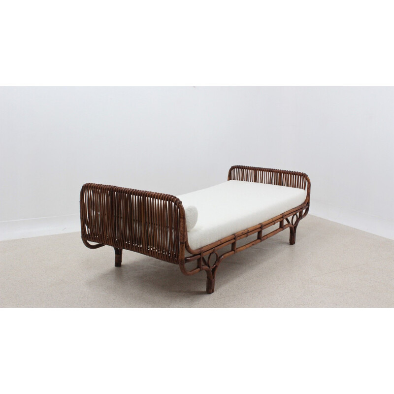 Vintage rattan bed by Franco Albini Italy 1950s