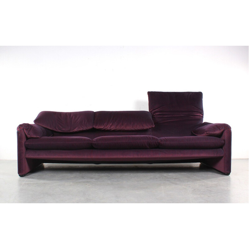 3-seater "Maralunga" Cassina sofa in purple fabric, Vico MAGISTRETTI - 1970s