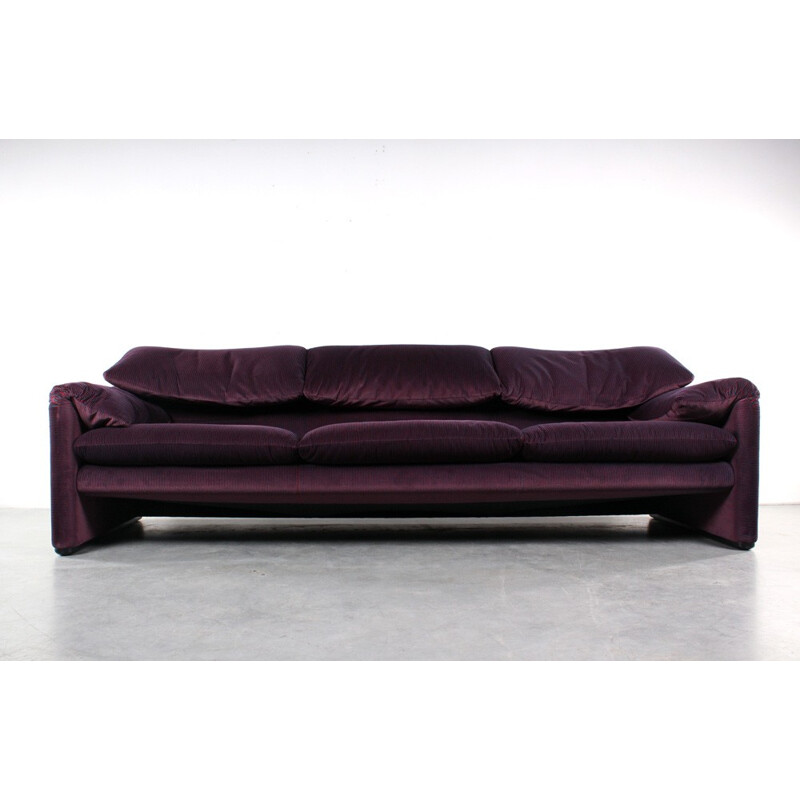 3-seater "Maralunga" Cassina sofa in purple fabric, Vico MAGISTRETTI - 1970s