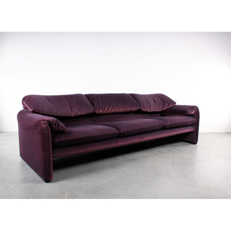 3-seater "Maralunga" Cassina sofa in purple fabric, Vico MAGISTRETTI - 1970s