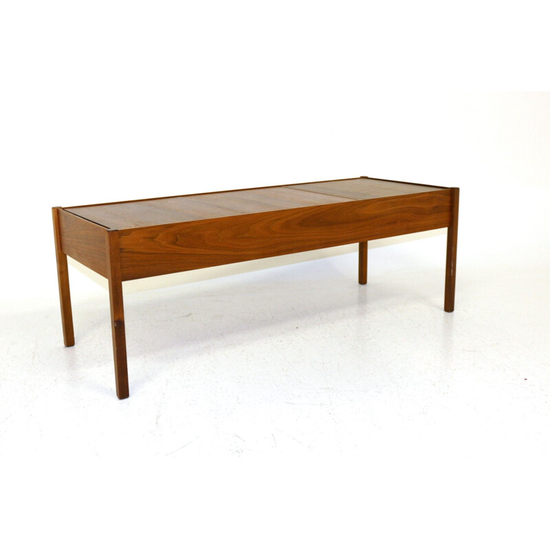 Vintage bench minimalist in walnut Sweden 1960s