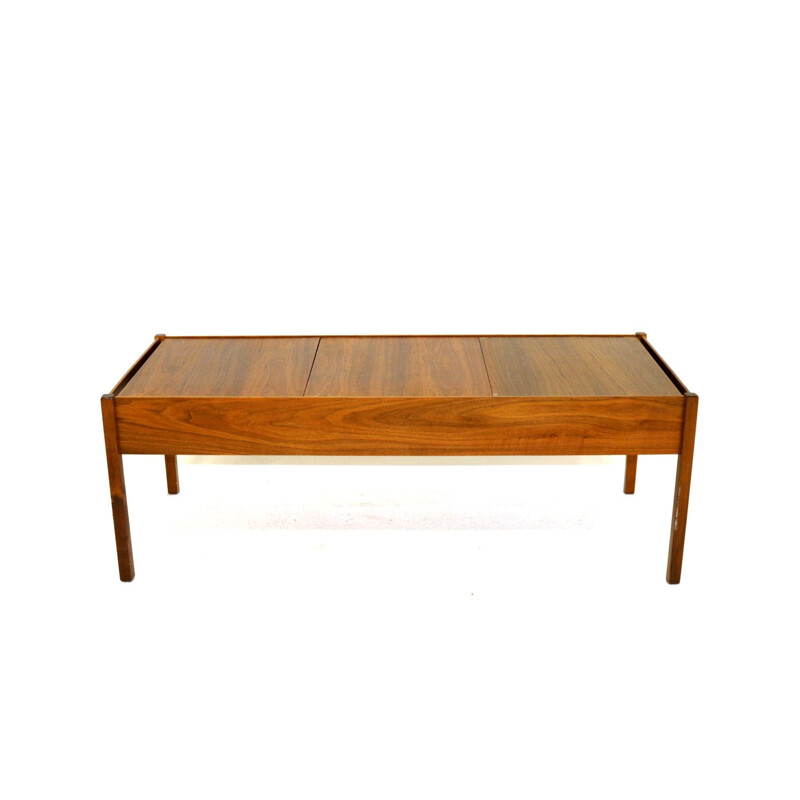 Vintage bench minimalist in walnut Sweden 1960s