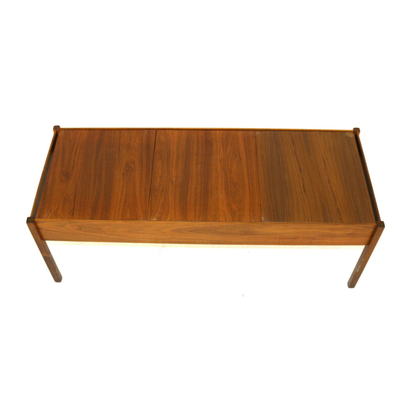 Vintage bench minimalist in walnut Sweden 1960s