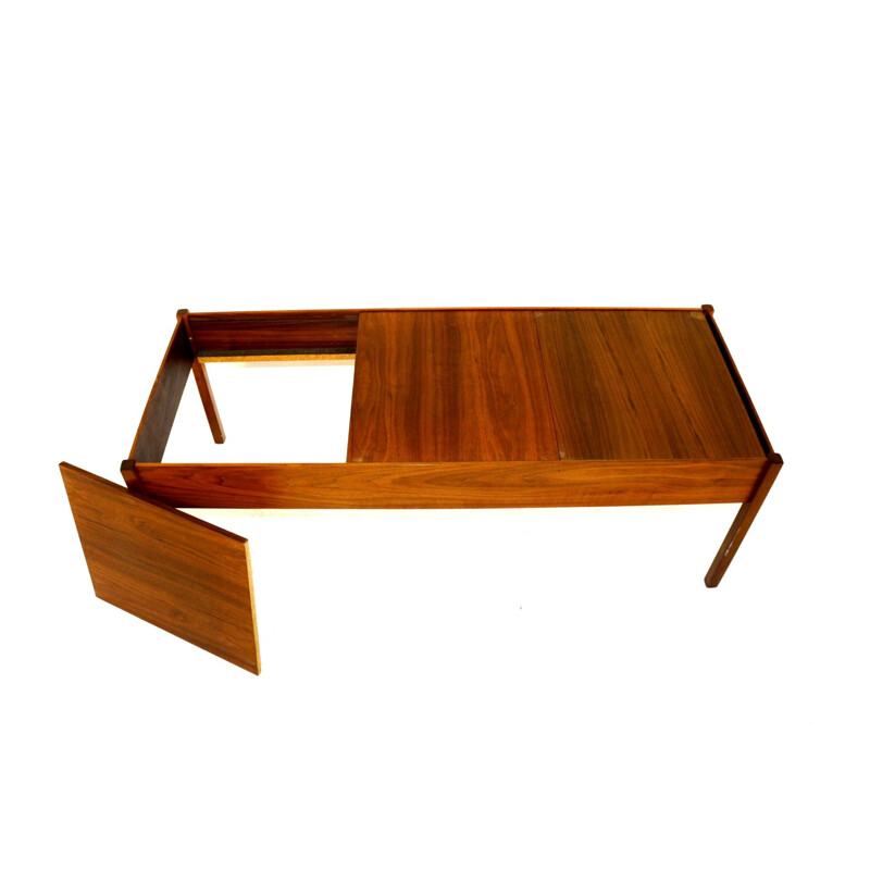 Vintage bench minimalist in walnut Sweden 1960s