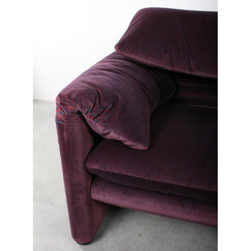 3-seater "Maralunga" Cassina sofa in purple fabric, Vico MAGISTRETTI - 1970s