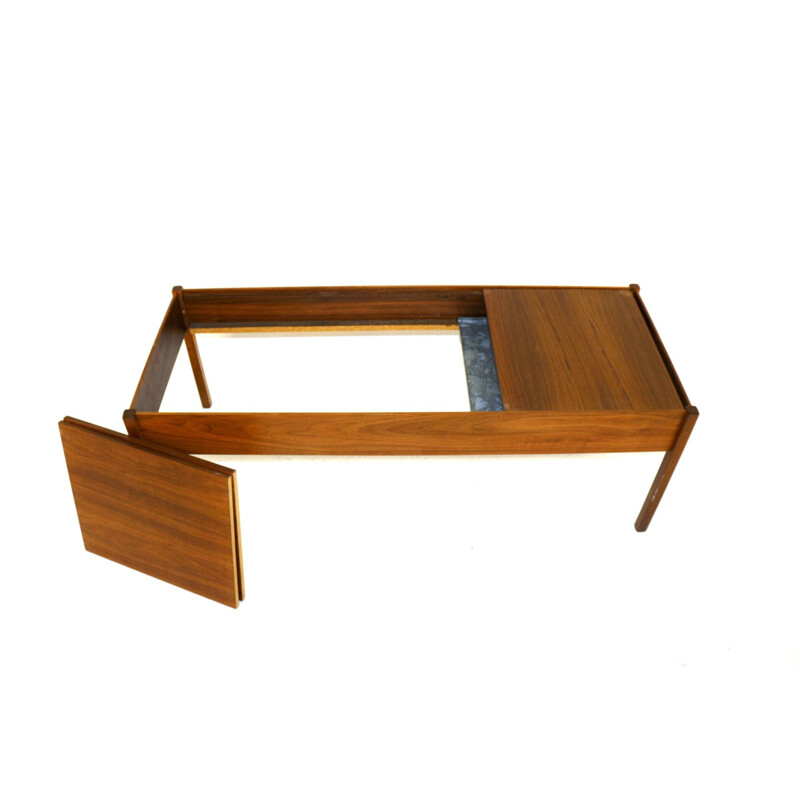 Vintage bench minimalist in walnut Sweden 1960s